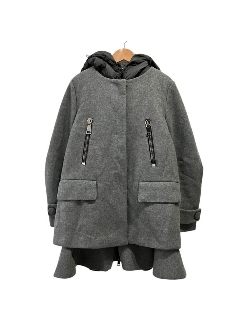 Moncler Phemia 3way Peplum Hem Down Jacket with Vest Coat 1 Gray